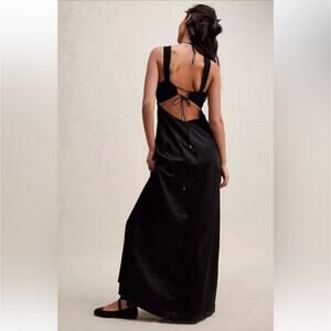 NWT Free People Gia Black Satin Maxi Size 0 Dress